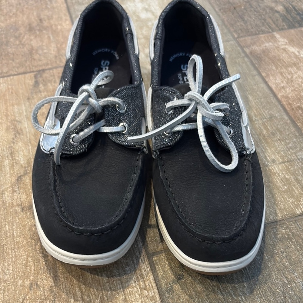 Black and Silver Sperry Boat Shoes